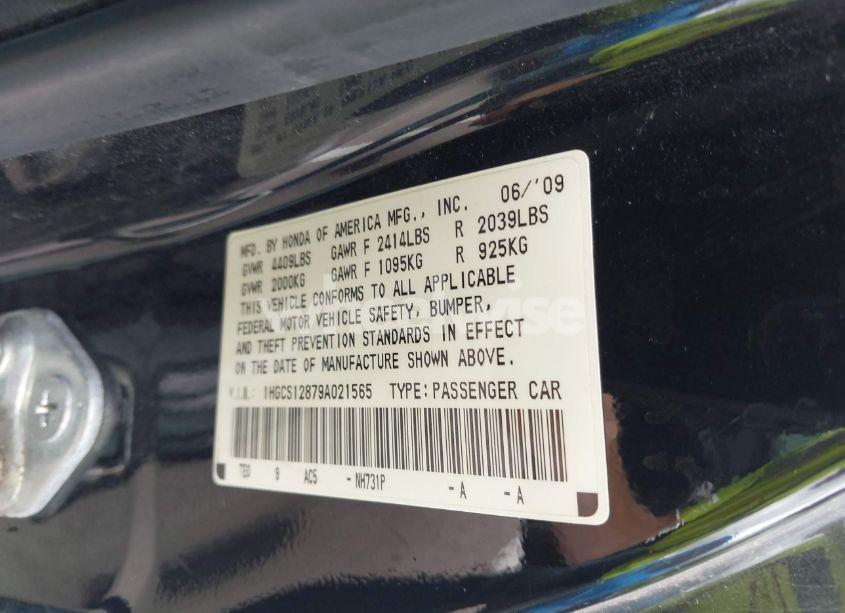 Photo 9 of 2009 Honda Accord 2.4 EX-L (VIN 1HGCS12879A021565)