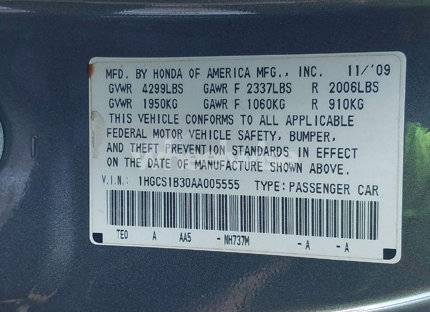 Photo 9 of 2010 Honda Accord 2.4 LX-S (VIN 1HGCS1B30AA005555)