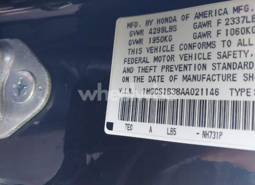 Photo 9 of 2010 Honda Accord 2.4 LX-S (VIN 1HGCS1B38AA021146)