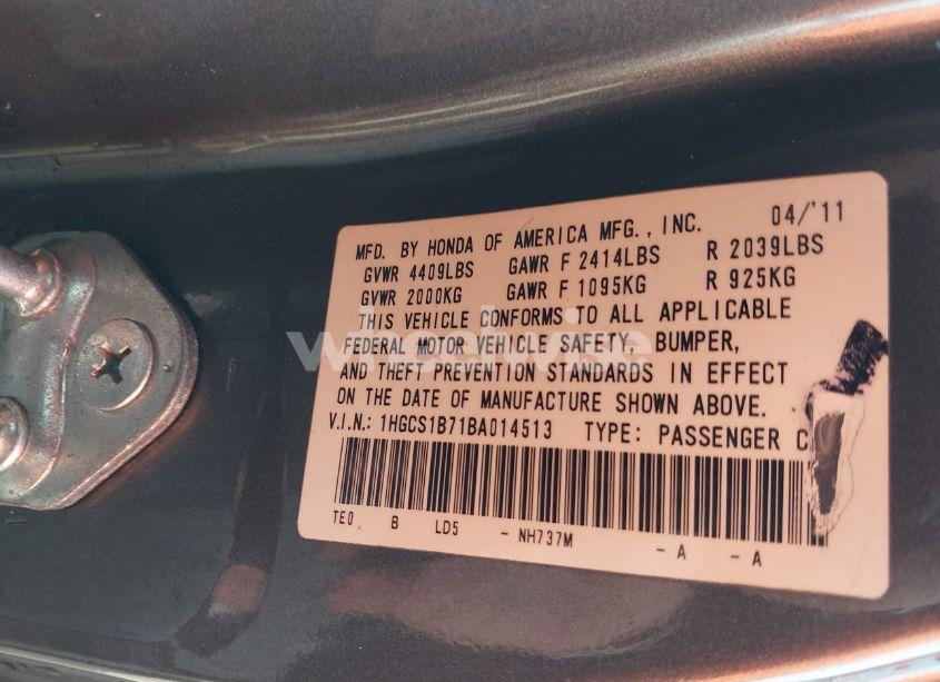 Photo 9 of 2011 Honda Accord 2.4 EX (VIN 1HGCS1B71BA014513)
