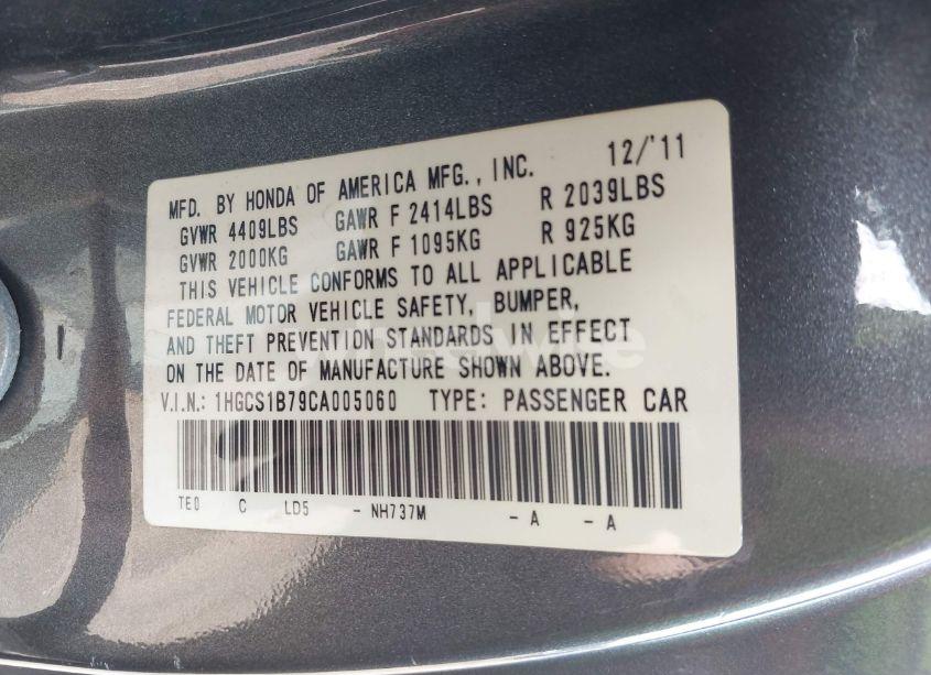Photo 9 of 2012 Honda Accord 2.4 EX (VIN 1HGCS1B79CA005060)