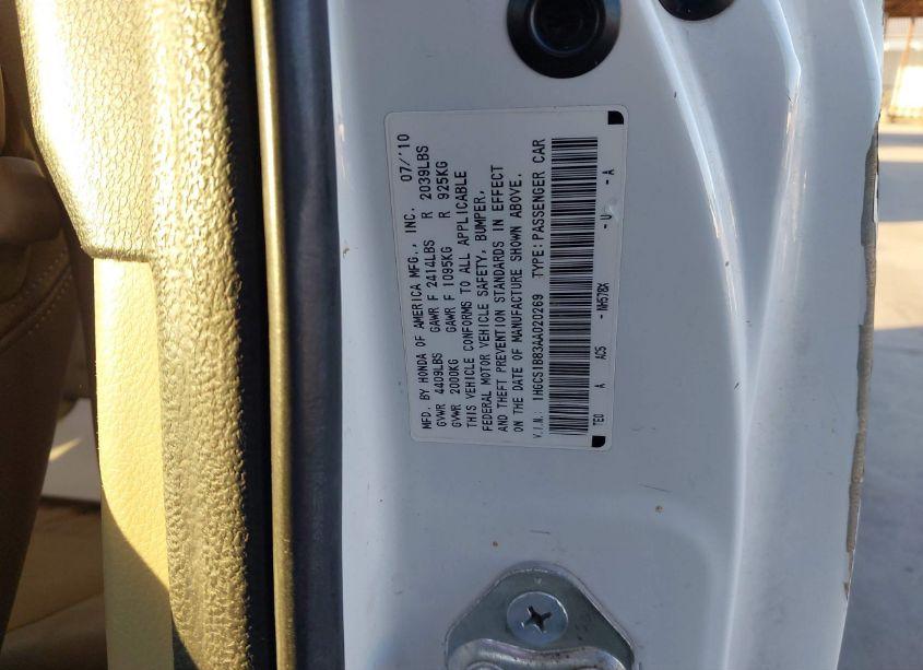 Photo 9 of 2010 Honda Accord 2.4 EX-L (VIN 1HGCS1B83AA020269)