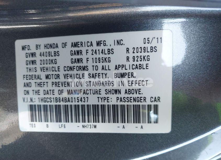 Photo 9 of 2011 Honda Accord 2.4 EX-L (VIN 1HGCS1B84BA015437)