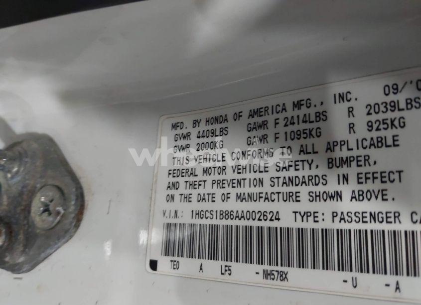 Photo 9 of 2010 Honda Accord EXL (VIN 1HGCS1B86AA002624)