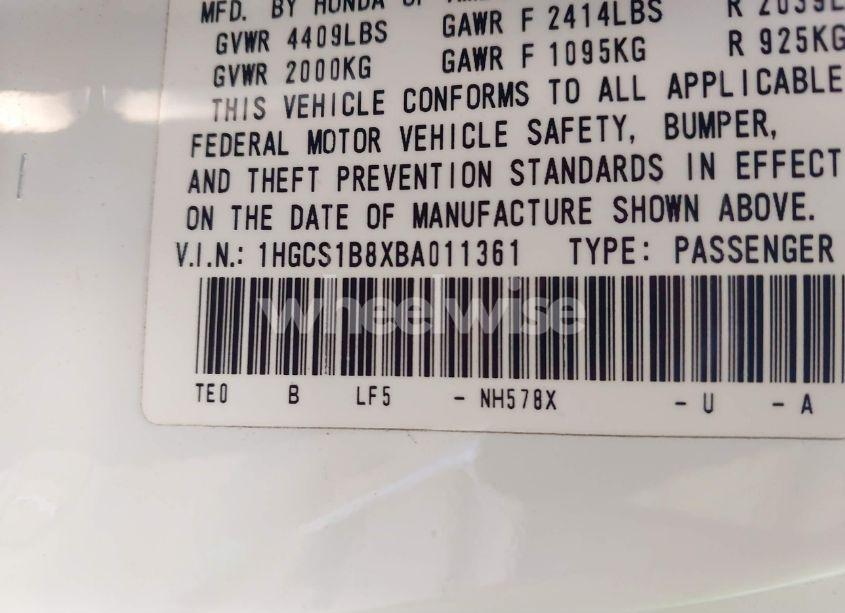 Photo 9 of 2011 Honda Accord 2.4 EX-L (VIN 1HGCS1B8XBA011361)