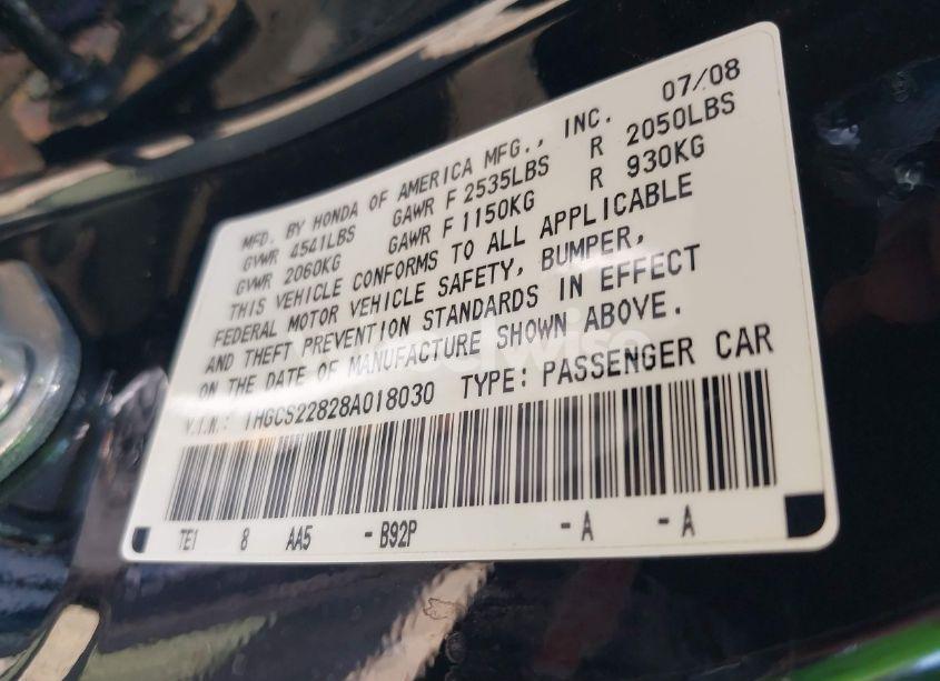 Photo 9 of 2008 Honda Accord 3.5 EX-L (VIN 1HGCS22828A018030)