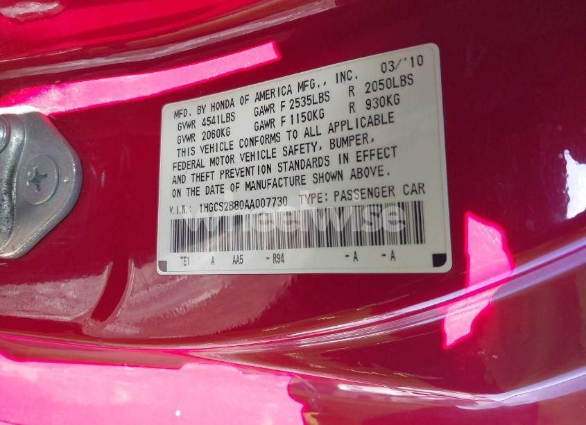 Photo 9 of 2010 Honda Accord 3.5 EX-L (VIN 1HGCS2B80AA007730)