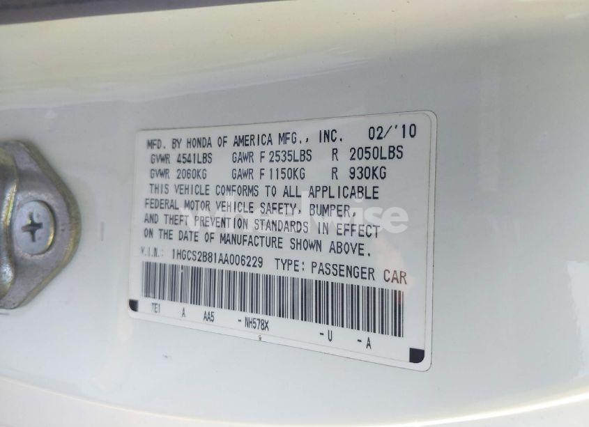 Photo 9 of 2010 Honda Accord 3.5 EX-L (VIN 1HGCS2B81AA006229)