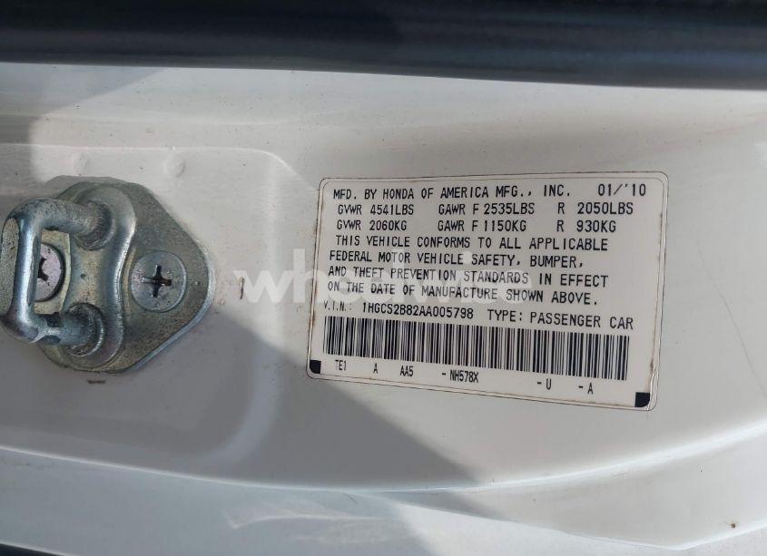 Photo 9 of 2010 Honda Accord 3.5 EX-L (VIN 1HGCS2B82AA005798)