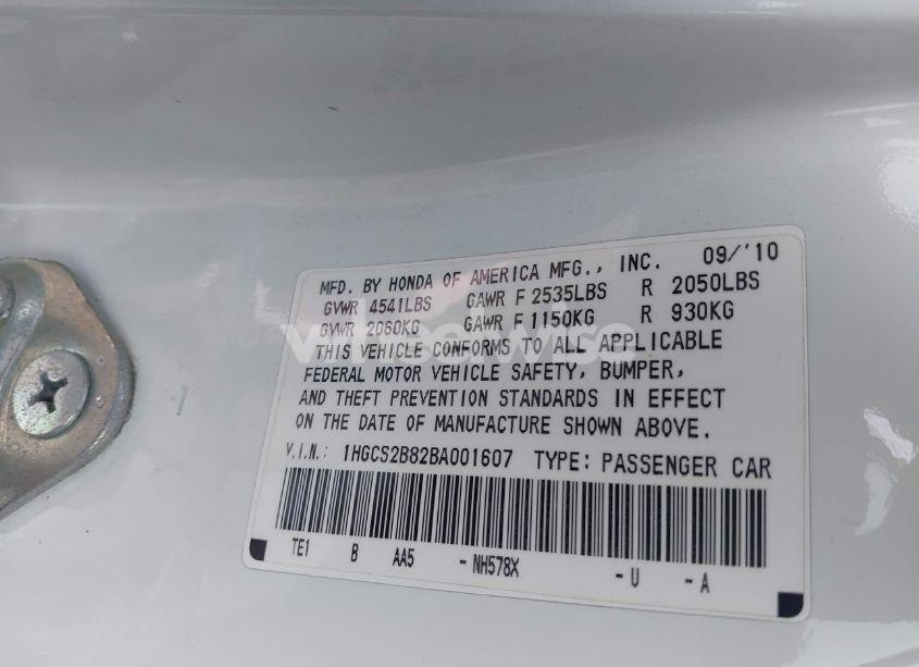 Photo 9 of 2011 Honda Accord 3.5 EX-L (VIN 1HGCS2B82BA001607)