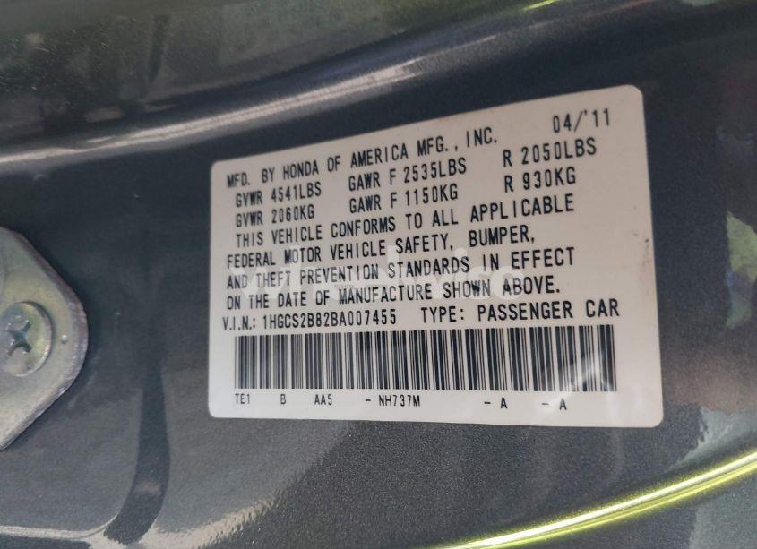 Photo 9 of 2011 Honda Accord 3.5 EX-L (VIN 1HGCS2B82BA007455)
