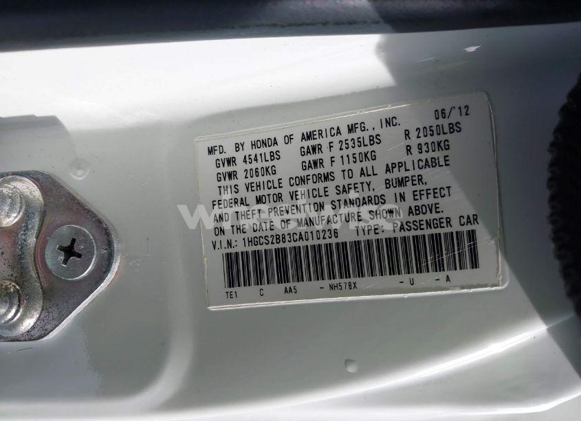 Photo 9 of 2012 Honda Accord 3.5 EX-L (VIN 1HGCS2B83CA010236)