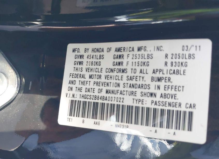 Photo 9 of 2011 Honda Accord 3.5 EX-L (VIN 1HGCS2B84BA007022)