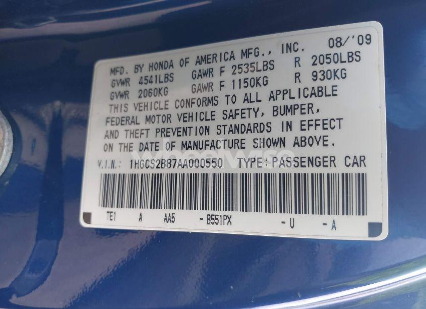 Photo 9 of 2010 Honda Accord 3.5 EX-L (VIN 1HGCS2B87AA000550)