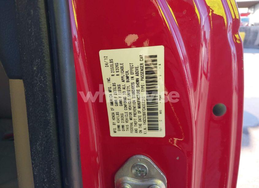 Photo 9 of 2012 Honda Accord 3.5 EX-L/EX-L (VIN 1HGCS2B87CA007310)