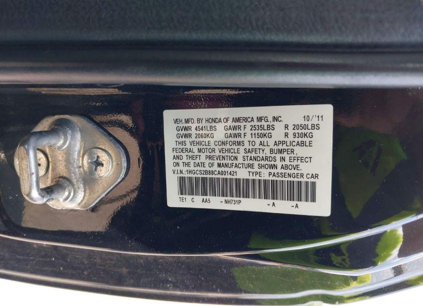 Photo 9 of 2012 Honda Accord 3.5 EX-L (VIN 1HGCS2B88CA001421)