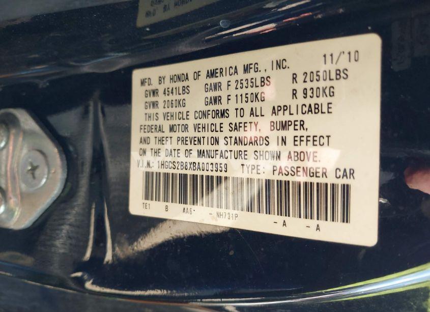 Photo 9 of 2011 Honda Accord 3.5 EX-L (VIN 1HGCS2B8XBA003959)