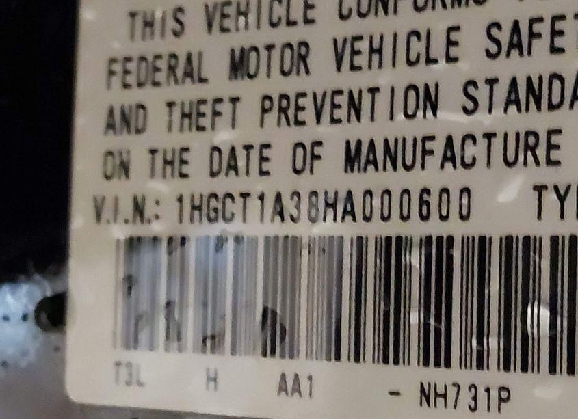 Photo 9 of 2017 Honda Accord LX-S (VIN 1HGCT1A38HA000600)