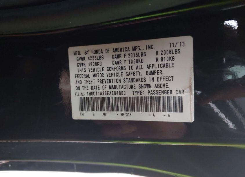 Photo 9 of 2014 Honda Accord EX (VIN 1HGCT1A75EA004800)