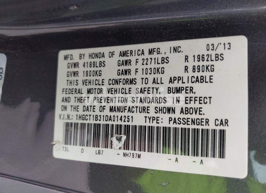 Photo 9 of 2013 Honda Accord LX-S (VIN 1HGCT1B31DA014251)