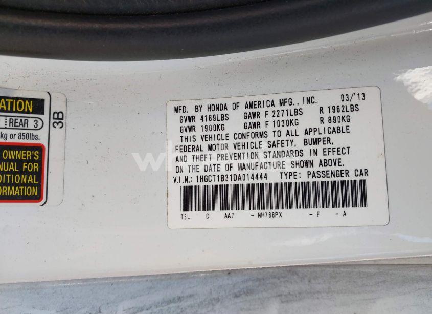 Photo 9 of 2013 Honda Accord LX-S (VIN 1HGCT1B31DA014444)