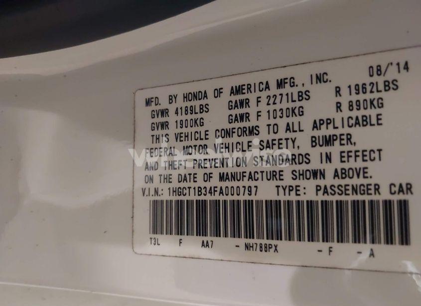 Photo 9 of 2015 Honda Accord LX-S (VIN 1HGCT1B34FA000797)