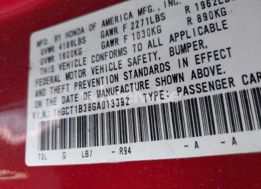 Photo 9 of 2016 Honda Accord LX-S (VIN 1HGCT1B38GA013392)