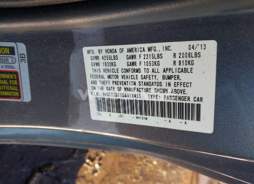 Photo 9 of 2013 Honda Accord EX (VIN 1HGCT1B70DA018455)