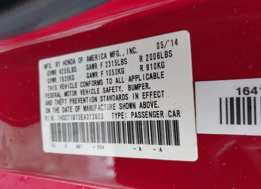 Photo 9 of 2014 Honda Accord EX (VIN 1HGCT1B70EA013600)