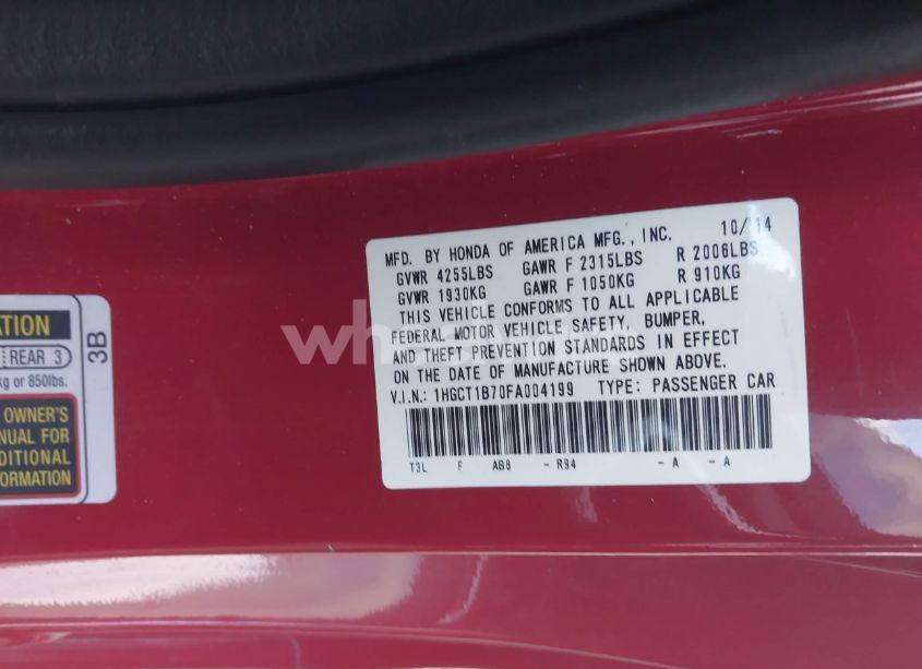 Photo 9 of 2015 Honda Accord EX (VIN 1HGCT1B70FA004199)