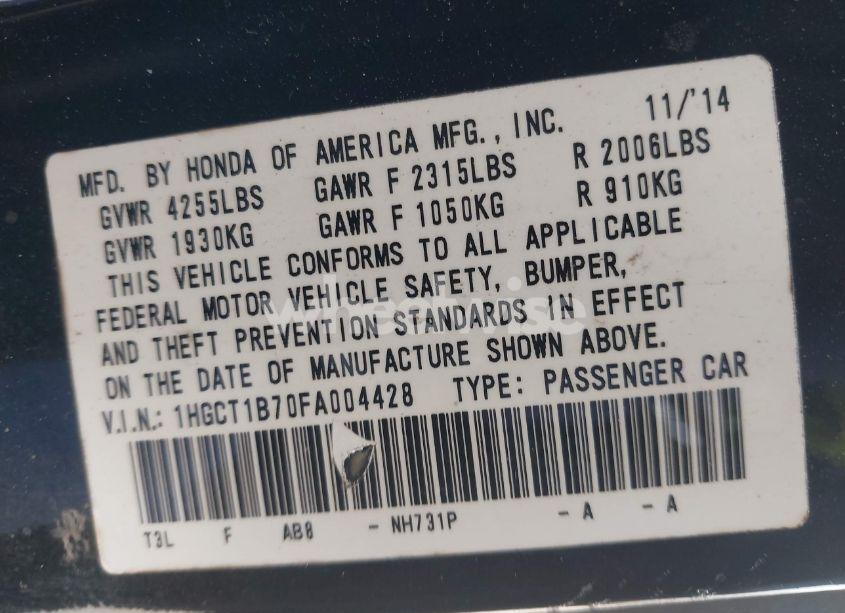 Photo 9 of 2015 Honda Accord EX (VIN 1HGCT1B70FA004428)