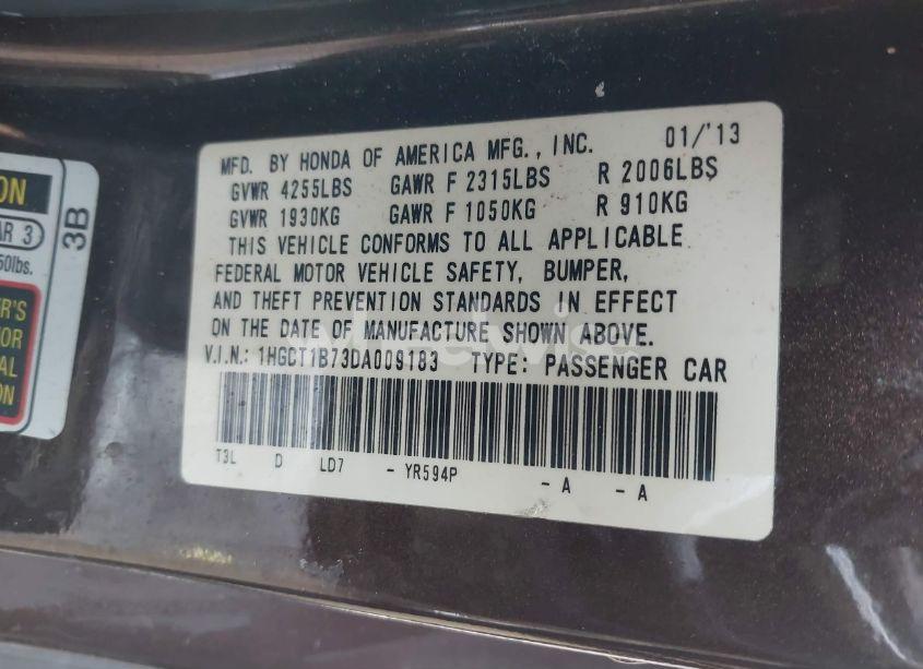 Photo 9 of 2013 Honda Accord EX (VIN 1HGCT1B73DA009183)