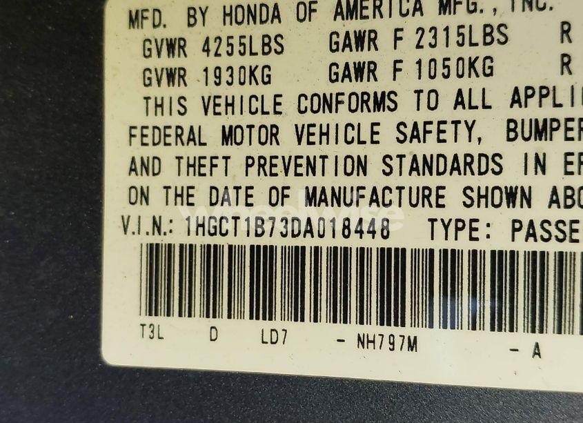 Photo 9 of 2013 Honda Accord EX (VIN 1HGCT1B73DA018448)