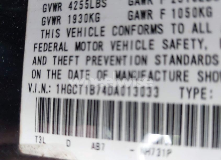 Photo 9 of 2013 Honda Accord EX (VIN 1HGCT1B74DA013033)