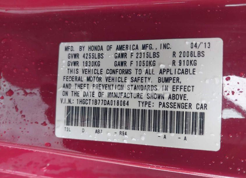 Photo 9 of 2013 Honda Accord EX (VIN 1HGCT1B77DA018064)