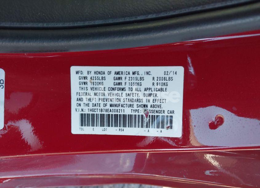 Photo 9 of 2014 Honda Accord EX (VIN 1HGCT1B78EA008211)