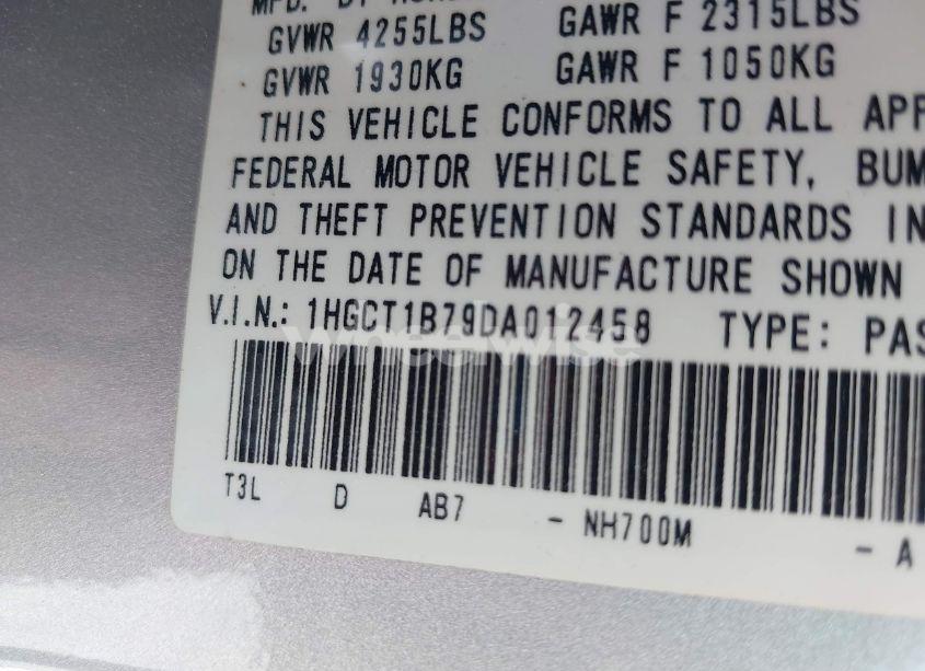 Photo 9 of 2013 Honda Accord EX (VIN 1HGCT1B79DA012458)