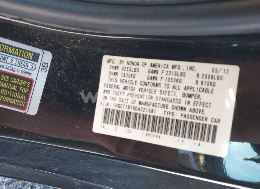 Photo 9 of 2013 Honda Accord EX (VIN 1HGCT1B79DA021581)