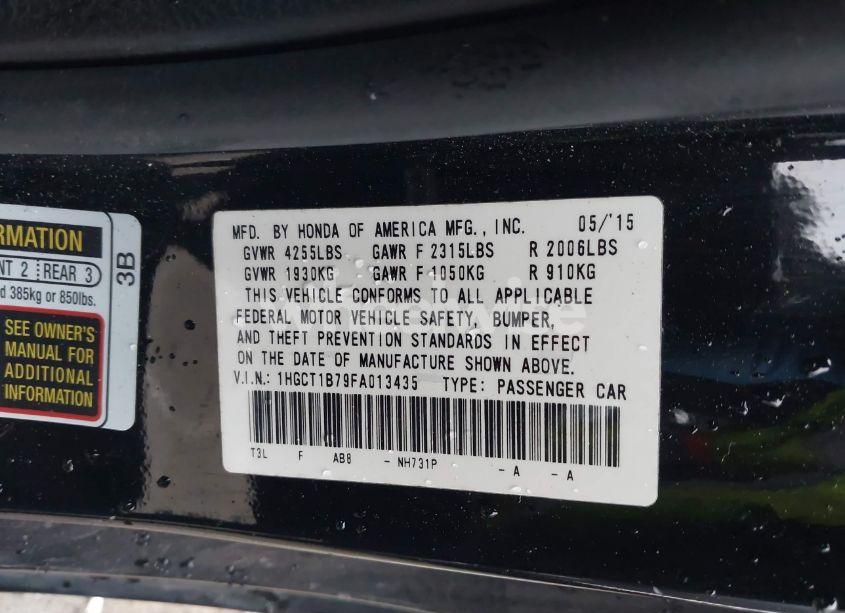 Photo 9 of 2015 Honda Accord EX (VIN 1HGCT1B79FA013435)