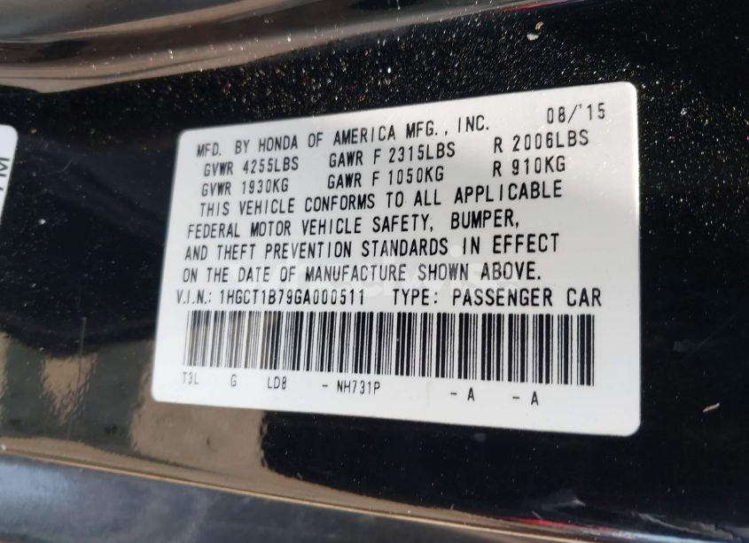 Photo 9 of 2016 Honda Accord EX (VIN 1HGCT1B79GA000511)