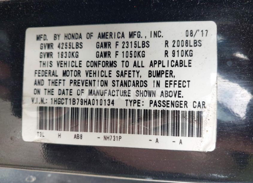 Photo 9 of 2017 Honda Accord EX (VIN 1HGCT1B79HA010134)