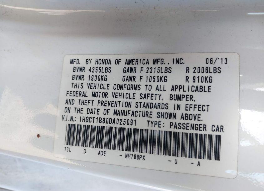 Photo 9 of 2013 Honda Accord EX-L (VIN 1HGCT1B80DA025091)