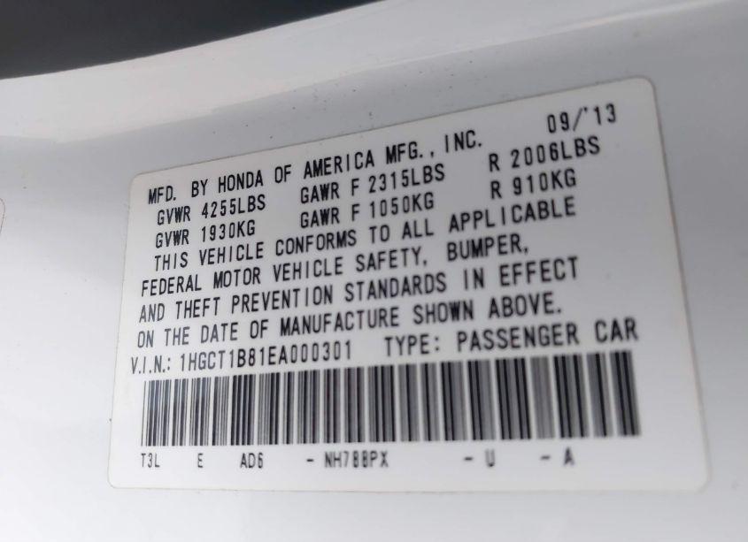 Photo 9 of 2014 Honda Accord EX-L (VIN 1HGCT1B81EA000301)