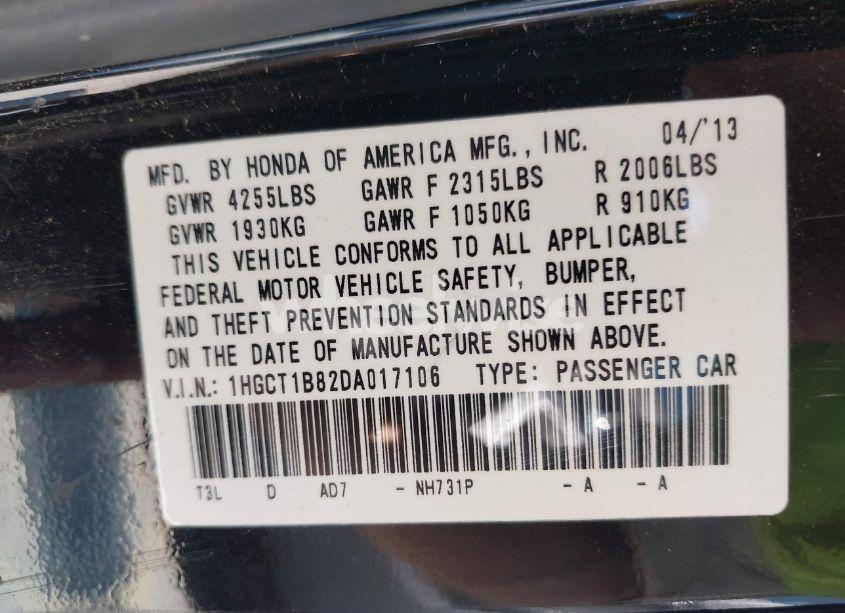 Photo 9 of 2013 Honda Accord EX-L (VIN 1HGCT1B82DA017106)