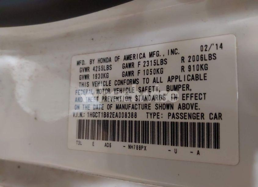 Photo 9 of 2014 Honda Accord EX-L (VIN 1HGCT1B82EA008388)