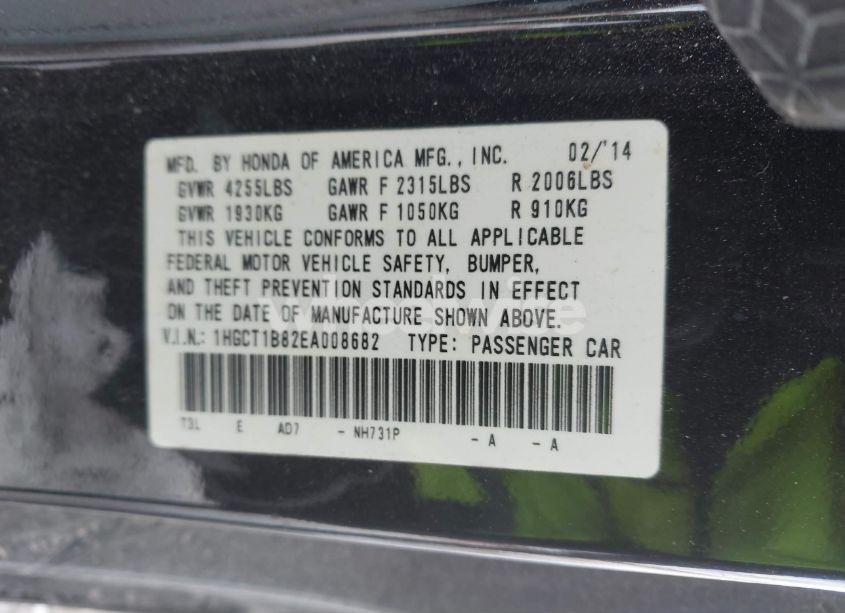 Photo 9 of 2014 Honda Accord EX-L (VIN 1HGCT1B82EA008682)