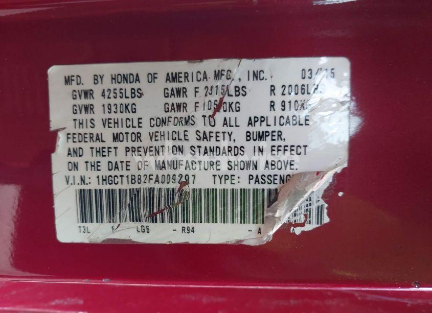 Photo 9 of 2015 Honda Accord EX-L (VIN 1HGCT1B82FA009297)