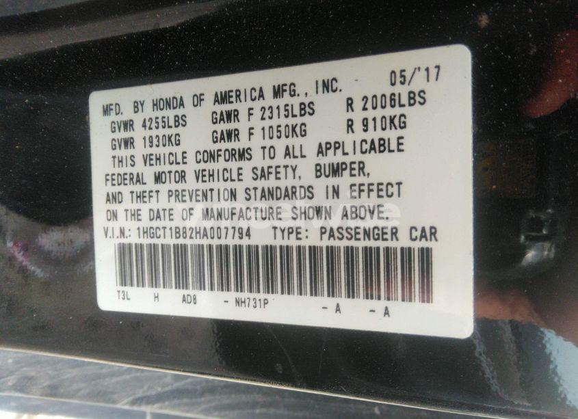 Photo 9 of 2017 Honda Accord EX-L (VIN 1HGCT1B82HA007794)