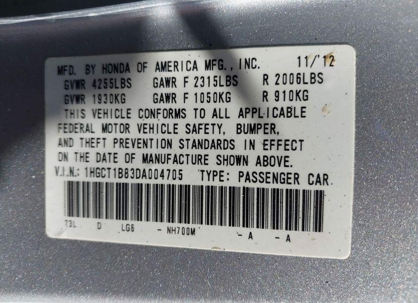 Photo 9 of 2013 Honda Accord EX-L (VIN 1HGCT1B83DA004705)