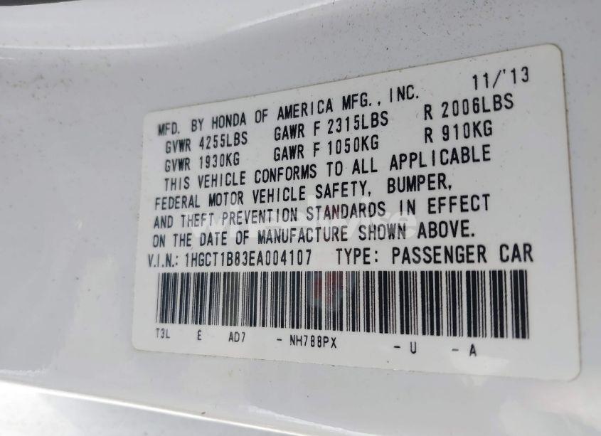 Photo 9 of 2014 Honda Accord EX-L (VIN 1HGCT1B83EA004107)